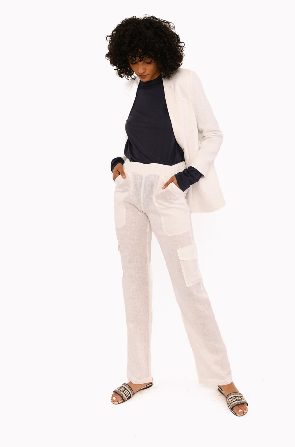 White Linen Blazer