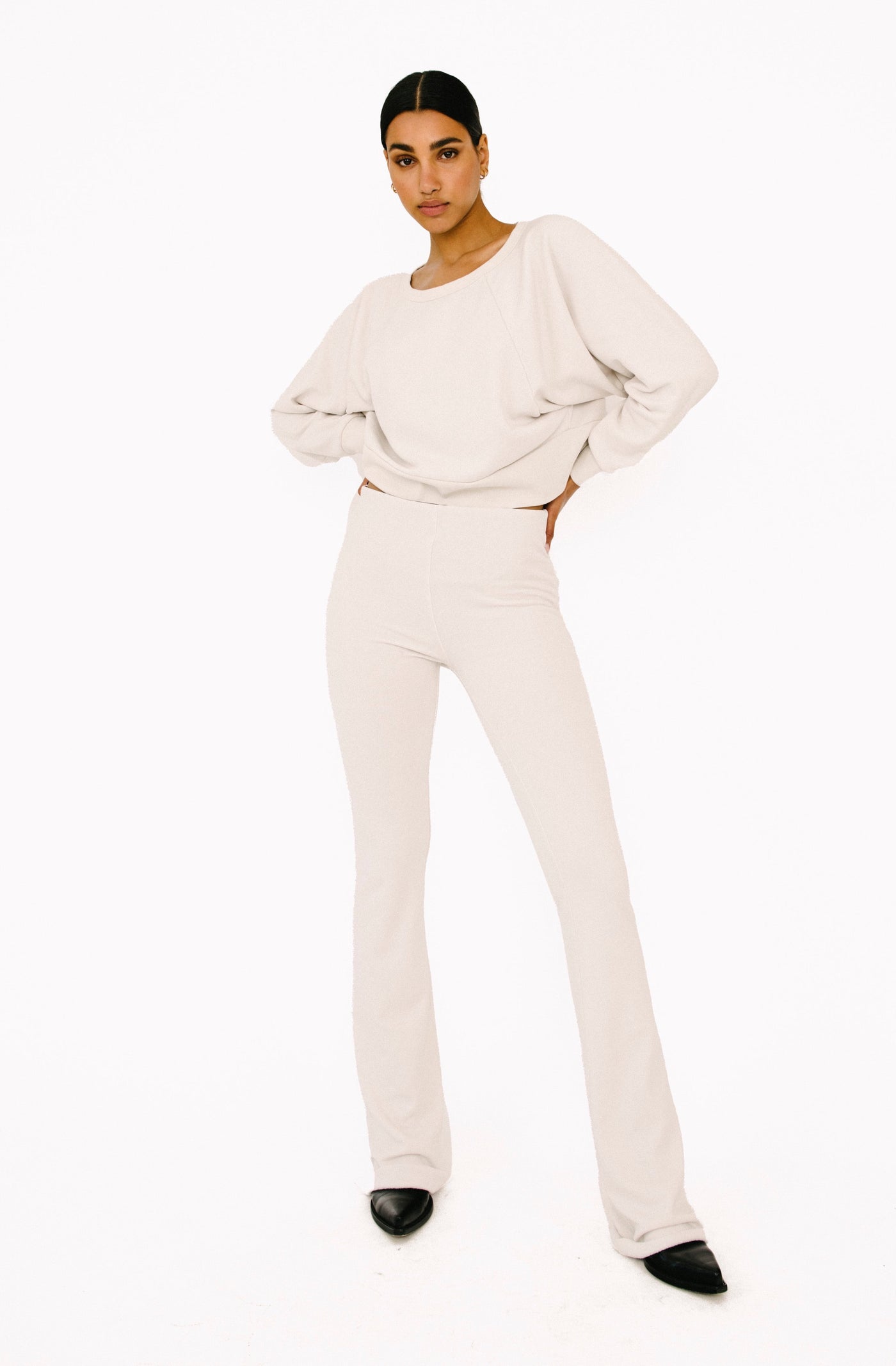 Vintage White Tri-Blend Micro Flare Pants