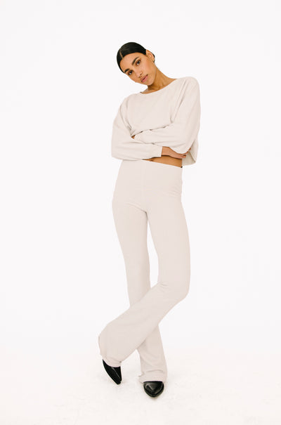Vintage White Tri-Blend Micro Flare Pants