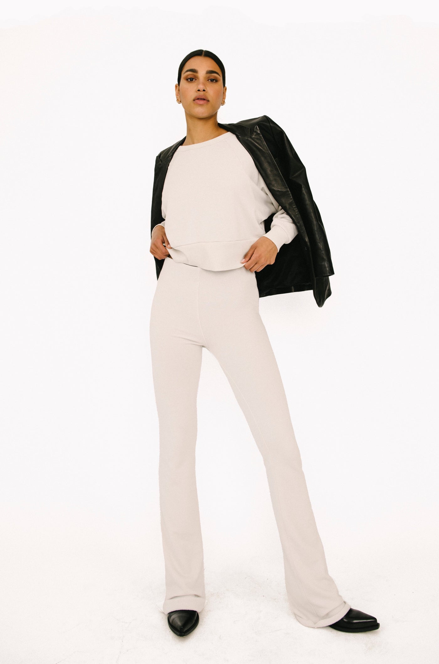 Vintage White Tri-Blend Micro Flare Pants
