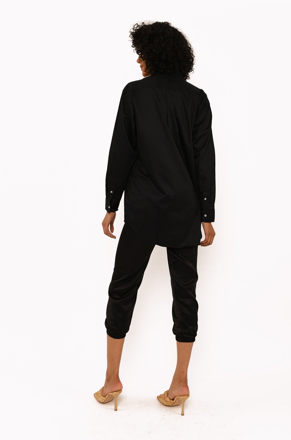 Black Cotton Oversized Poplin Shirt