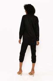 Black Cotton Oversized Poplin Shirt