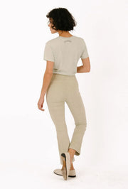 Off White Corduroy Crop Flare Pants
