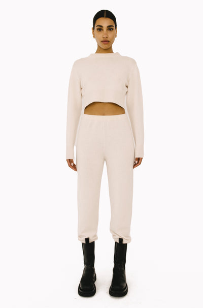 Vintage White Cashmere Cropped Sweater