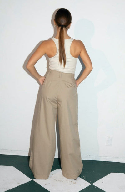 Off White Leather Cropped Racerback Tank