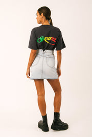 Faded Black Cotton Script Logo Tee