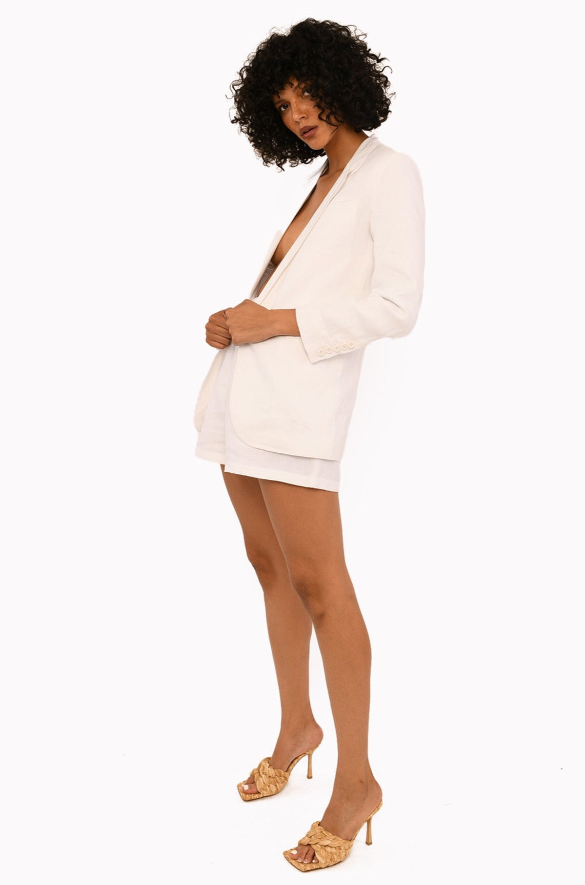 White Linen Blazer