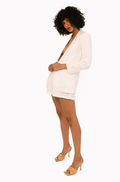 White Linen Culotte Shorts