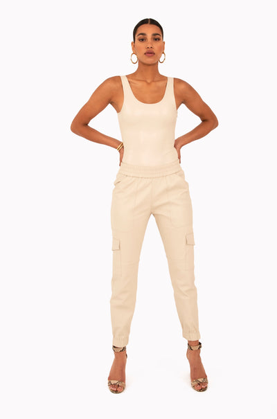 Off White Leather Bodysuit