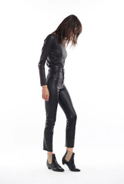 Black Leather 5 Pocket Pants
