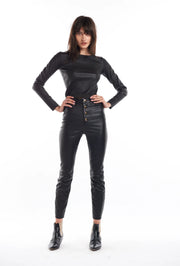 Black Leather 5 Pocket Pants