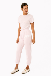 Pale Pink Cotton Big Logo Sweatpants
