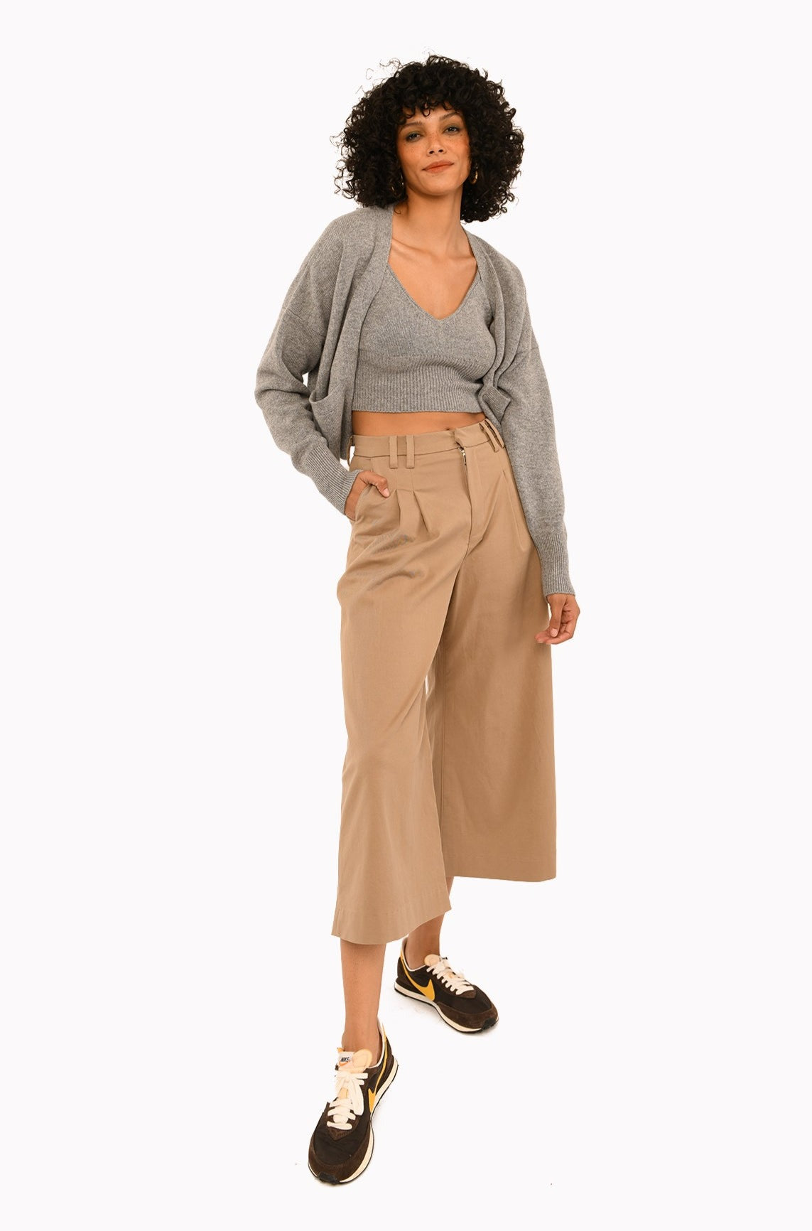 Sand Twill Culotte Trousers