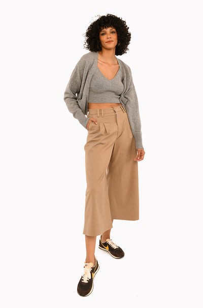 Sand Twill Culotte Trousers
