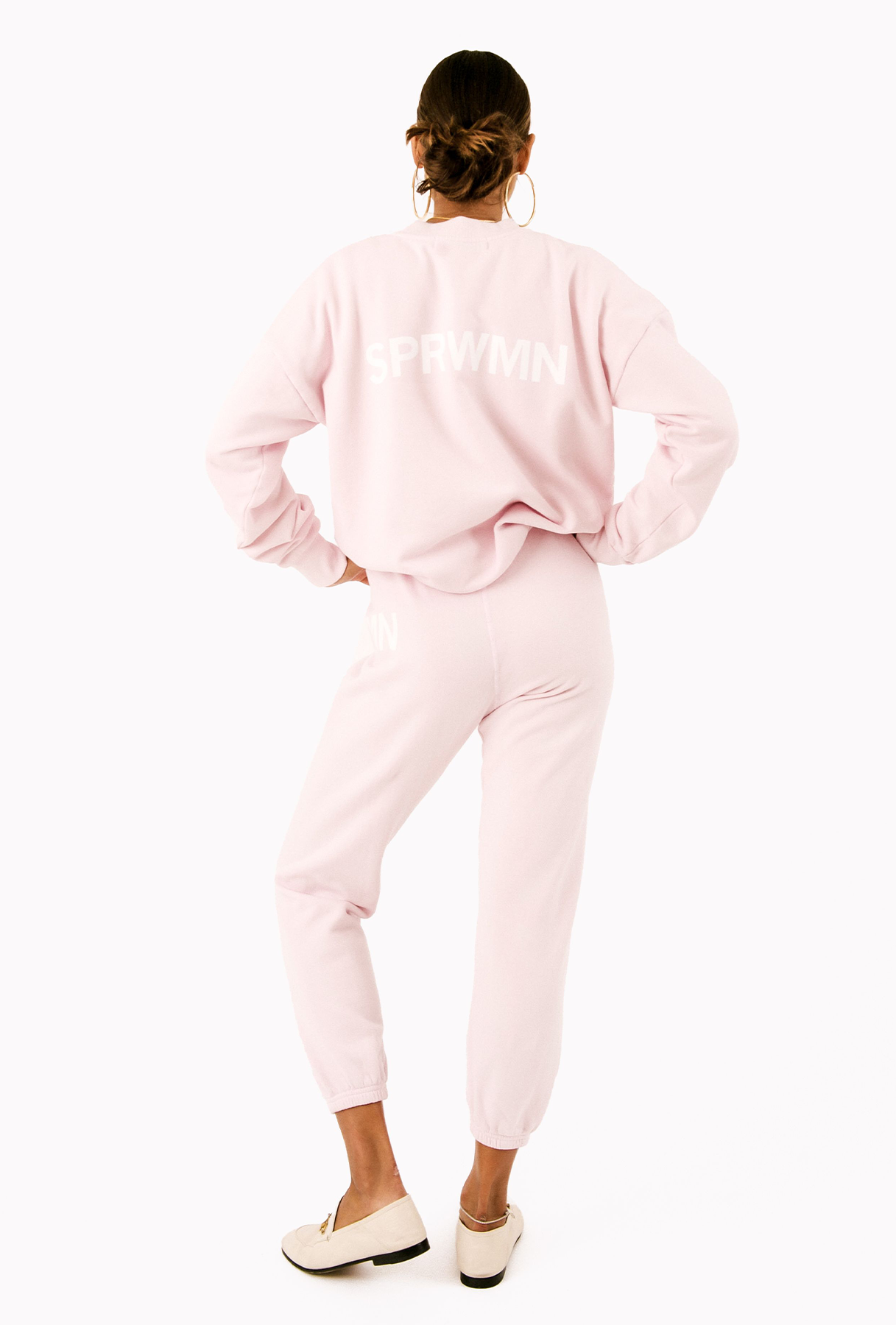 Pale Pink Cotton Big Logo Sweatpants