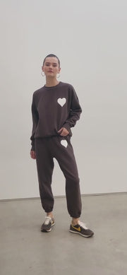 Dark Chocolate Cotton Heart Sweatpants