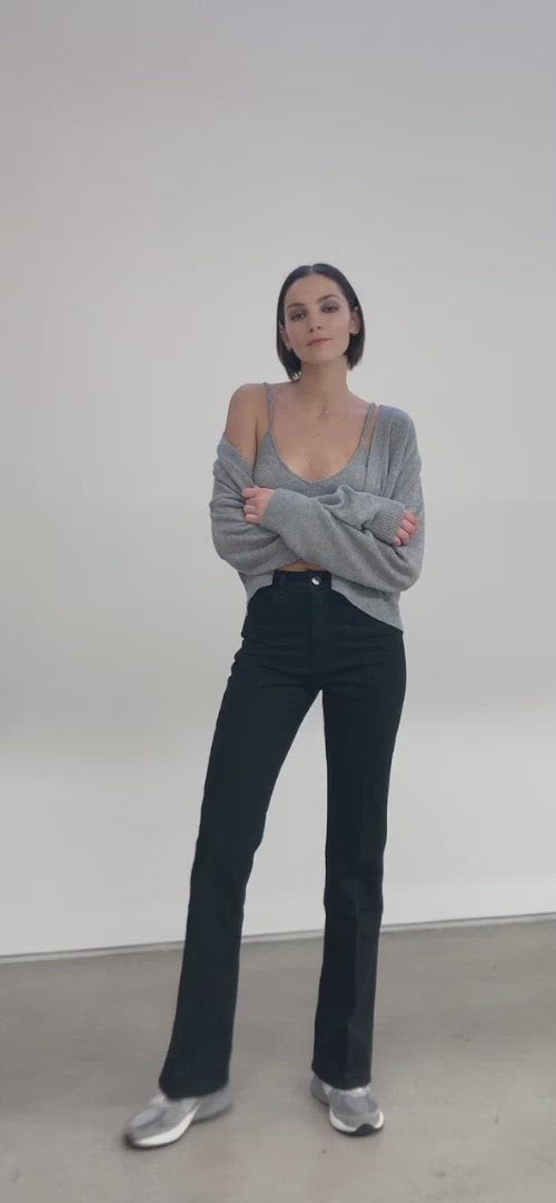 Grey Cashmere Cropped Cardigan