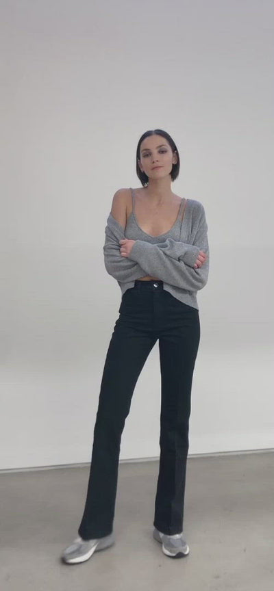 Grey Cashmere Cropped Cardigan