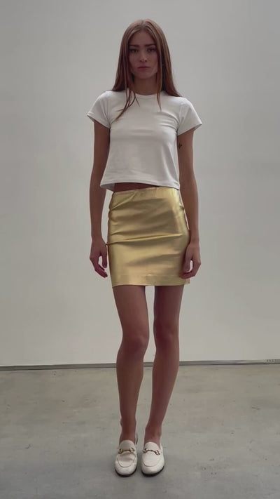 Gold Leather Mini Skirt