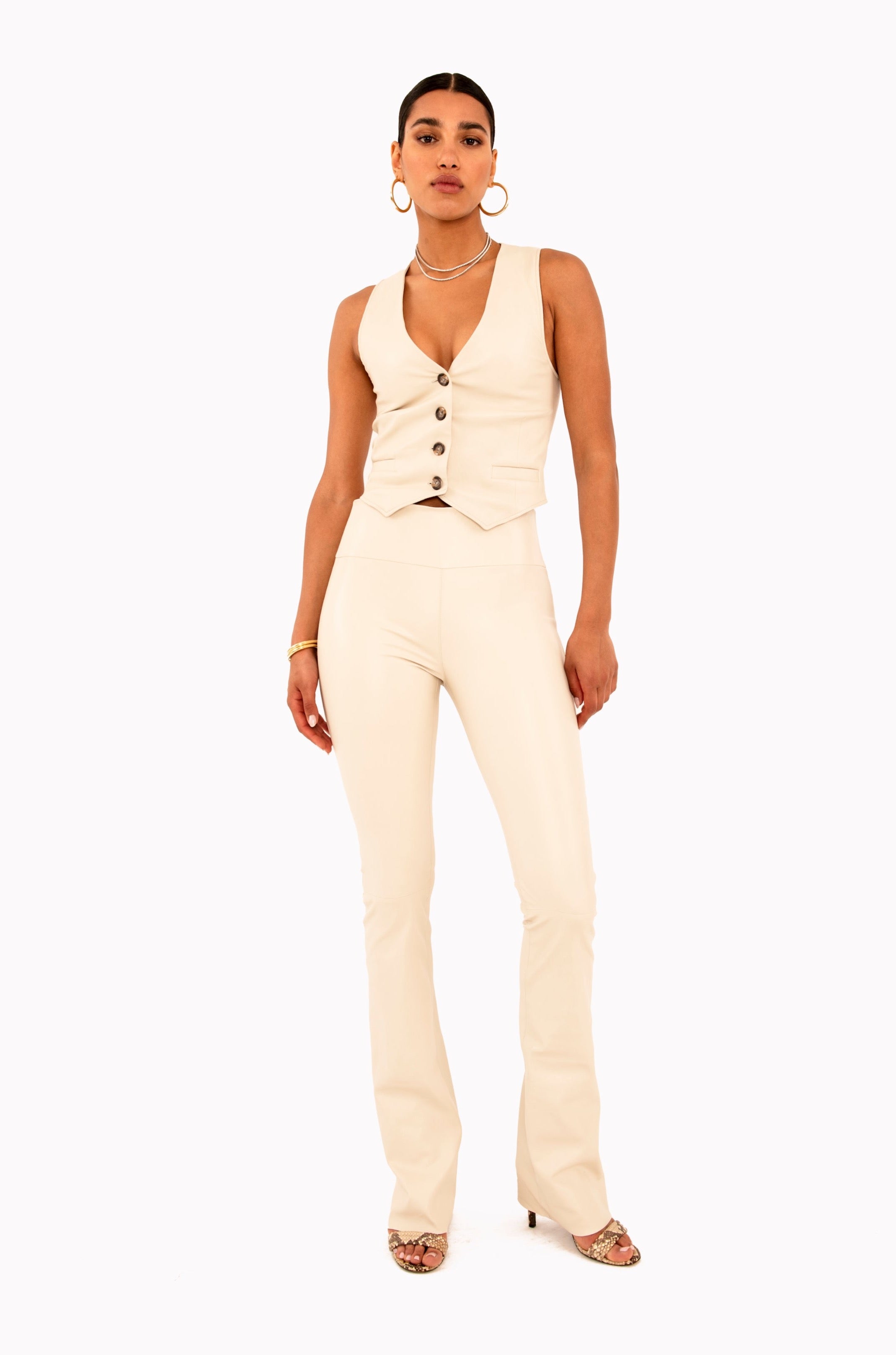Off-White Leather Micro Flare Pants