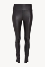 Black and White Stripe Leather Athletic Ankle Legging