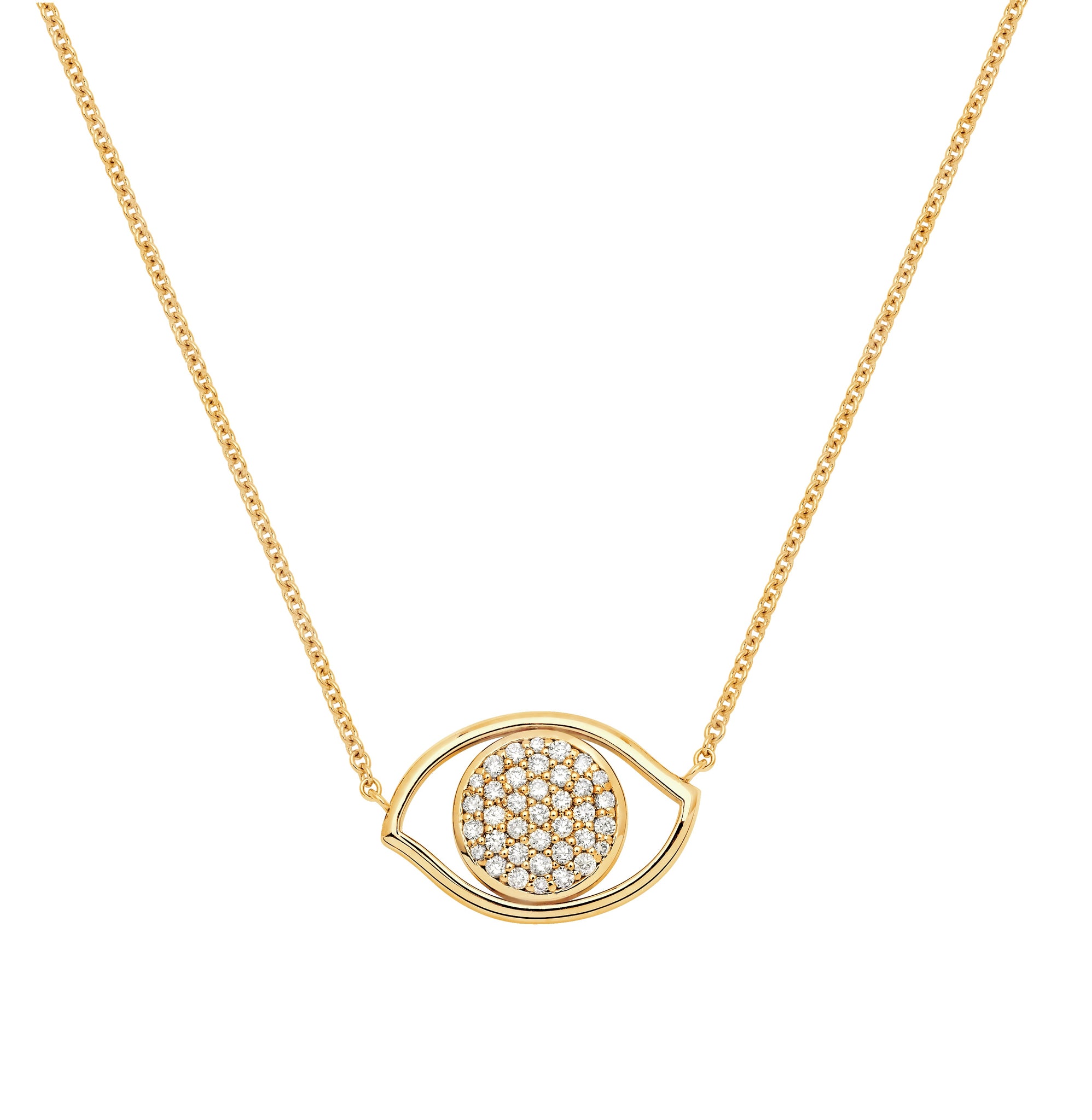Yellow Gold Diamond Evil Eye Necklace