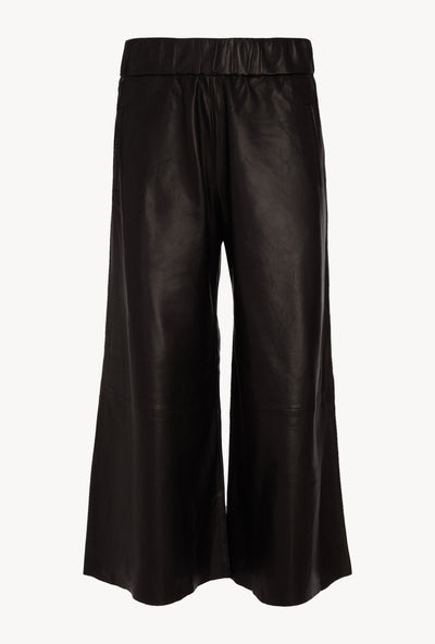 Black Leather Culotte Pants