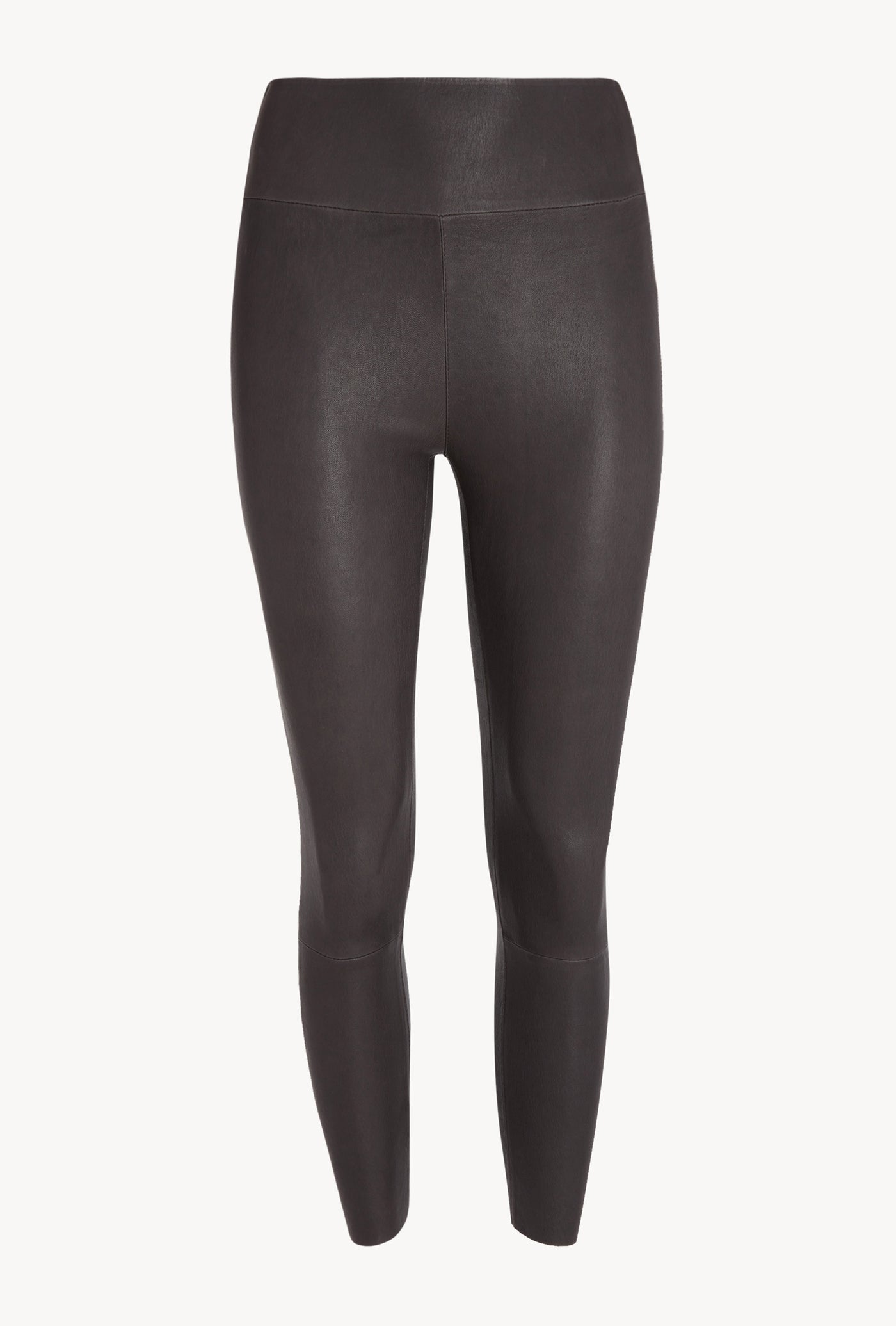 Anthracite Leather Crop Legging