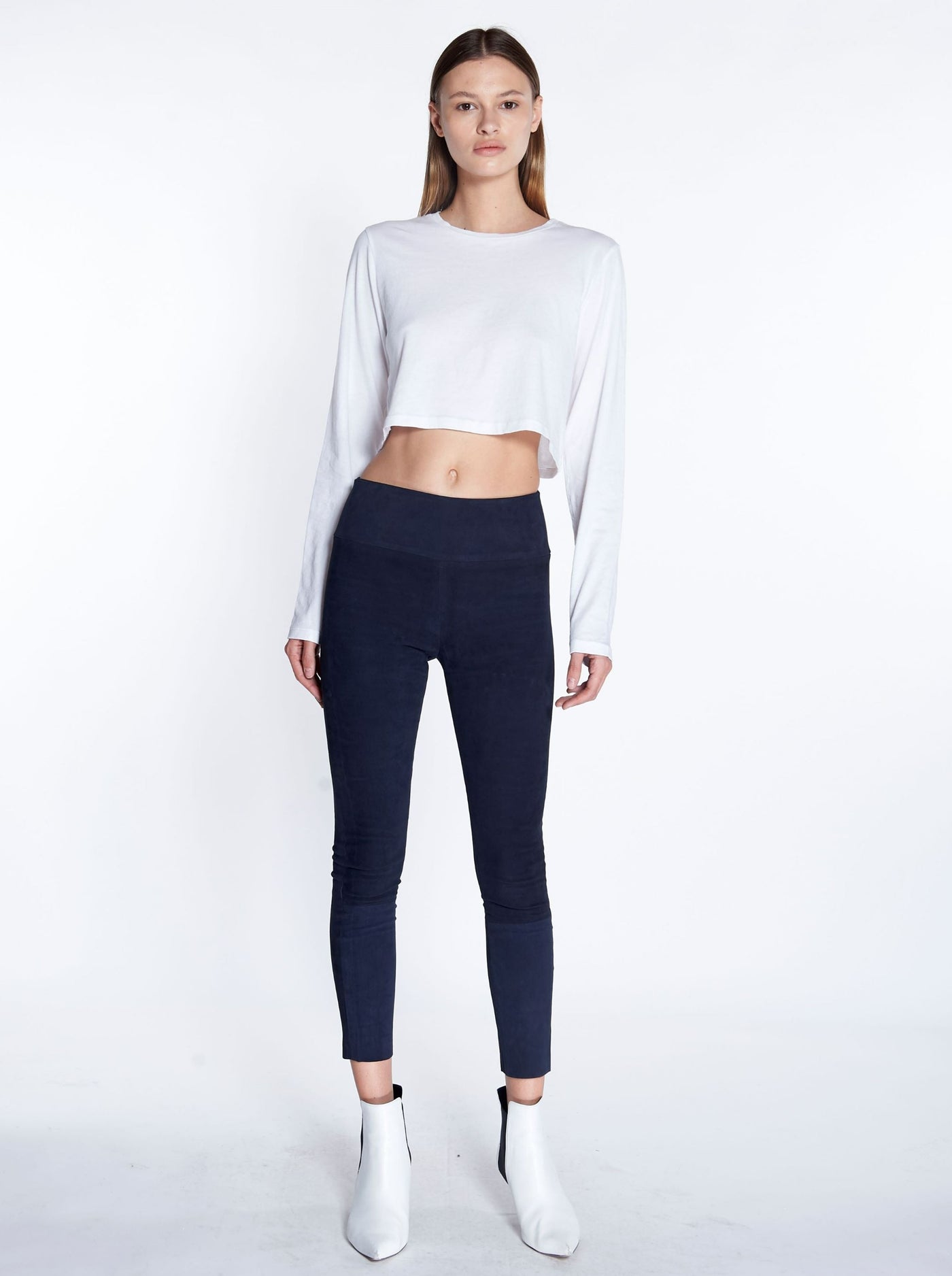 Navy Suede Crop Legging