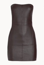 Dark Chocolate Leather Strapless Dress