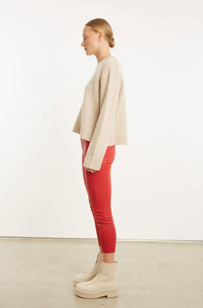 Red Leather Crop Leggings