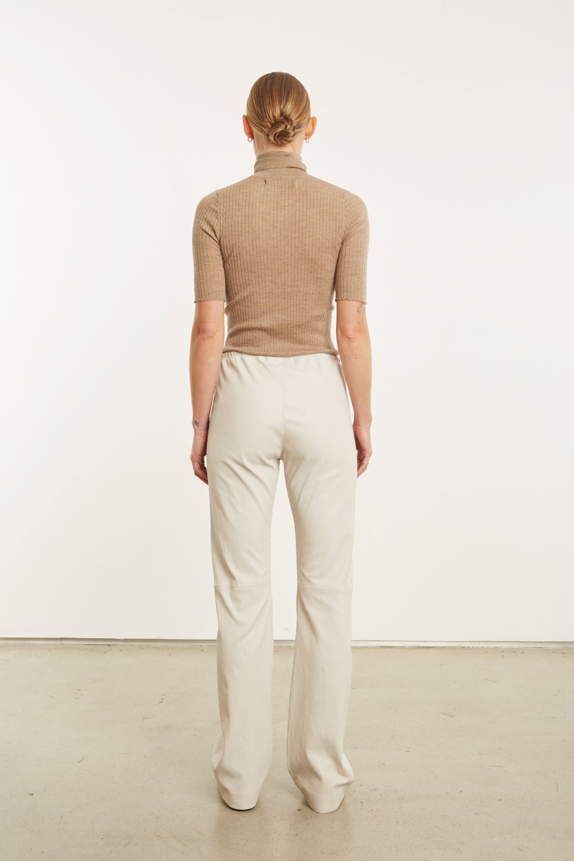 Chalk Leather Straight Leg Pants