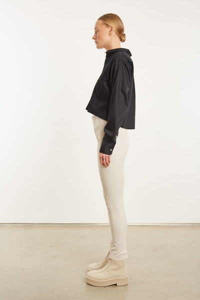 Black Cropped Button Up