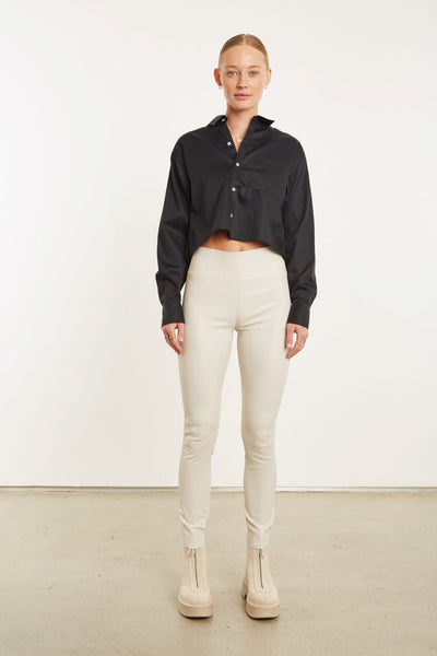 Black Cropped Button Up