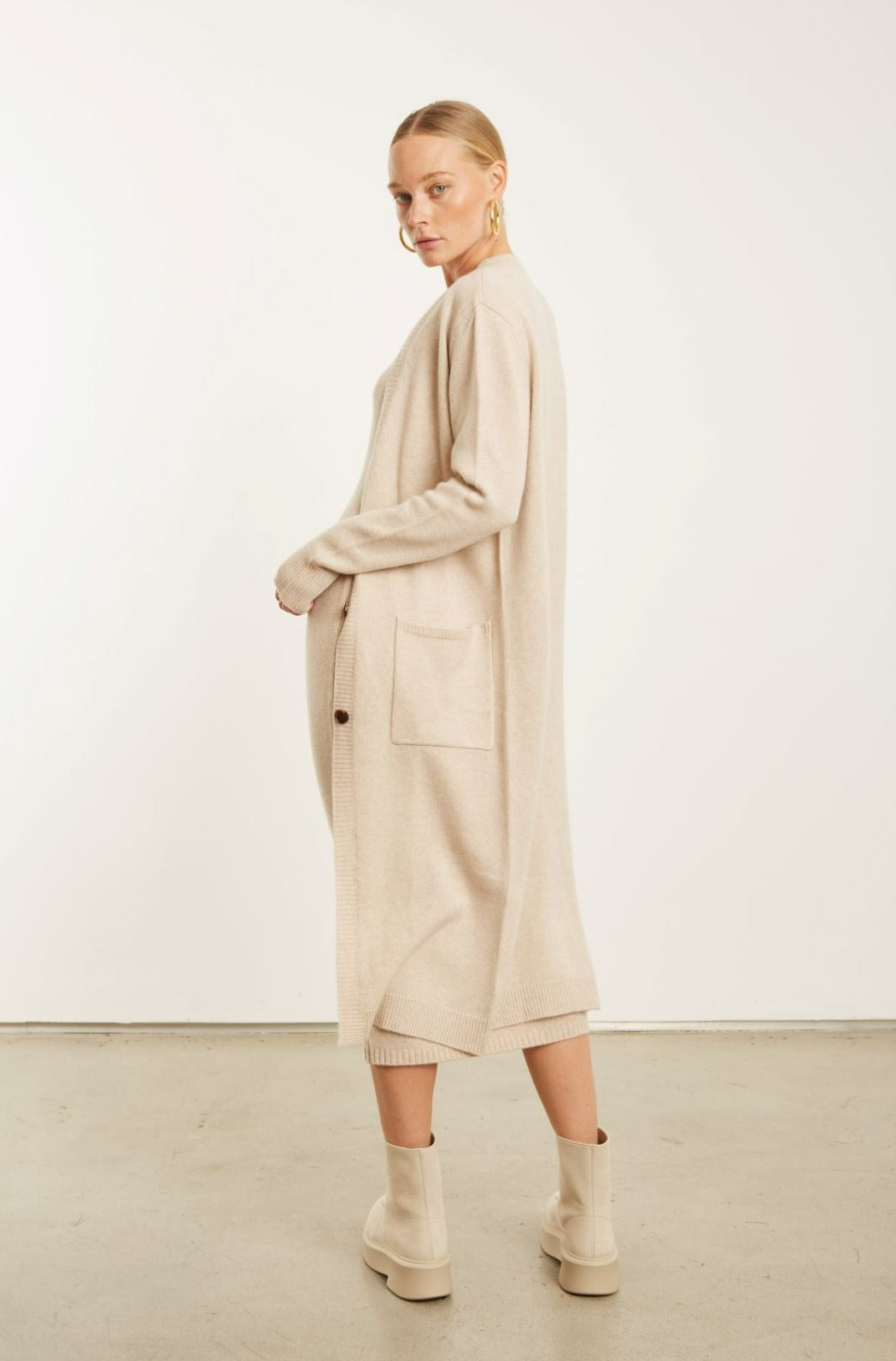 Oat Cashmere Long Cardigan