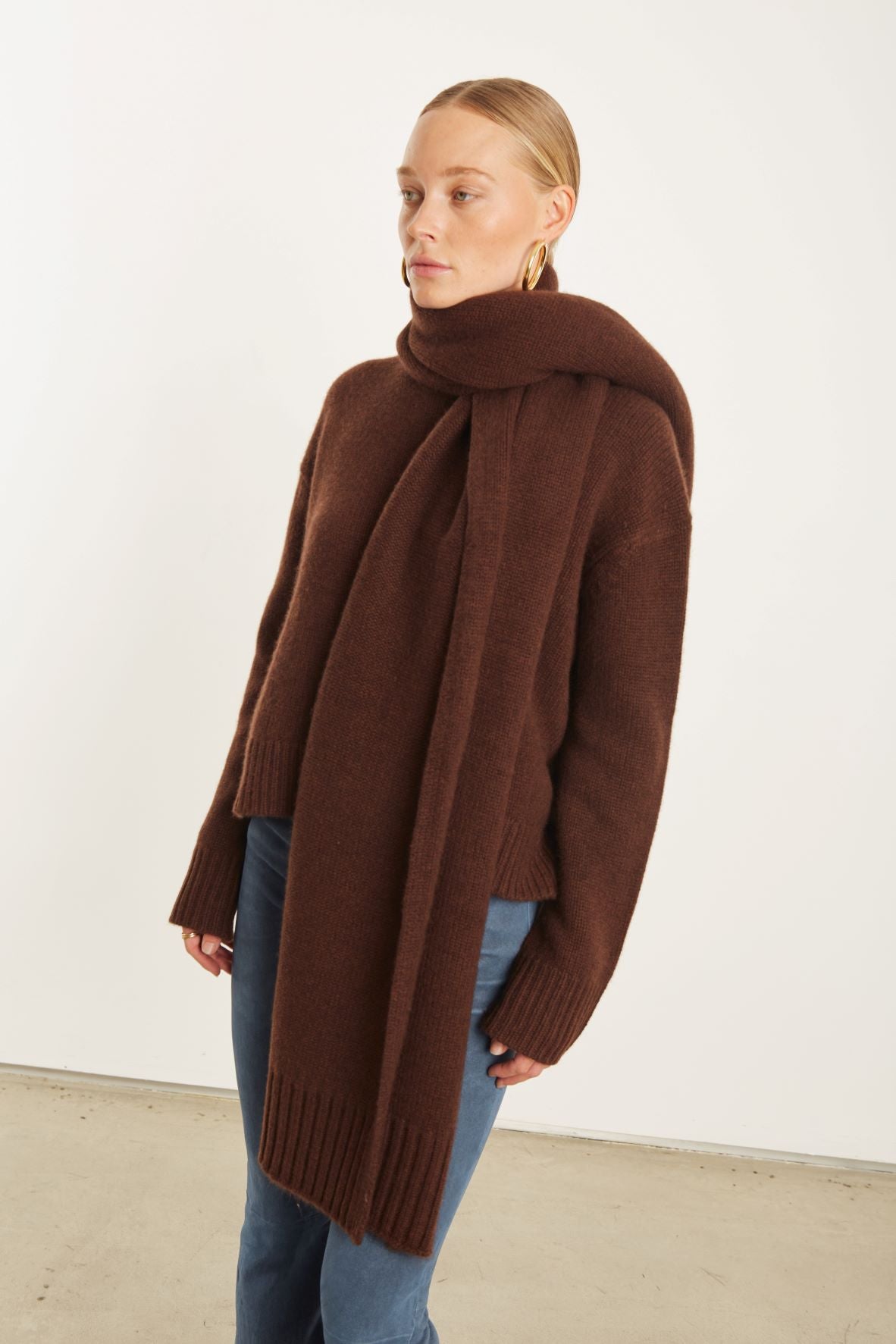 Mocha Cashmere Wrap Scarf