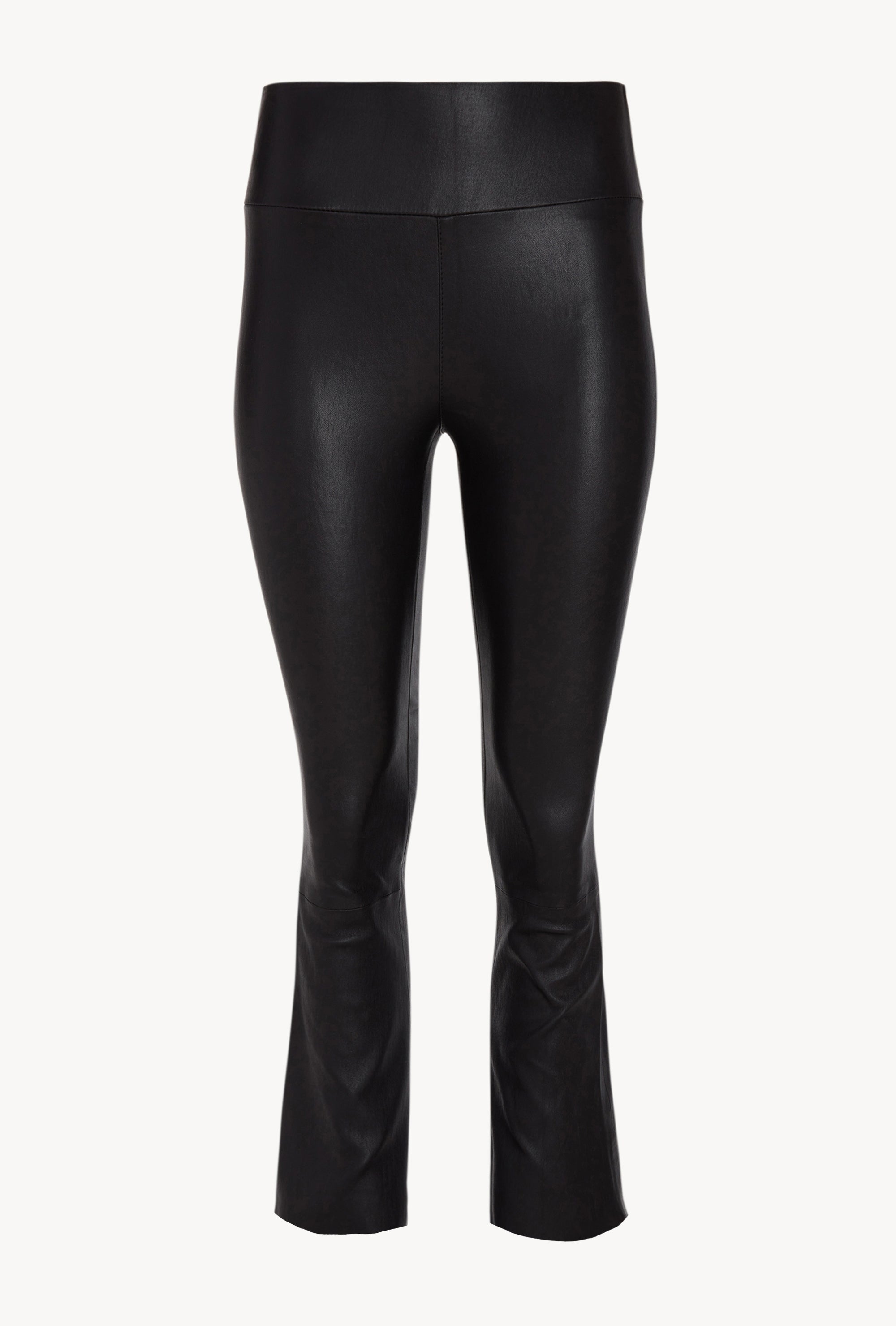 Black Leather Crop Flare