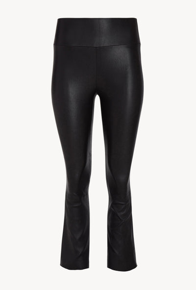 Black Leather Crop Flare Leggings