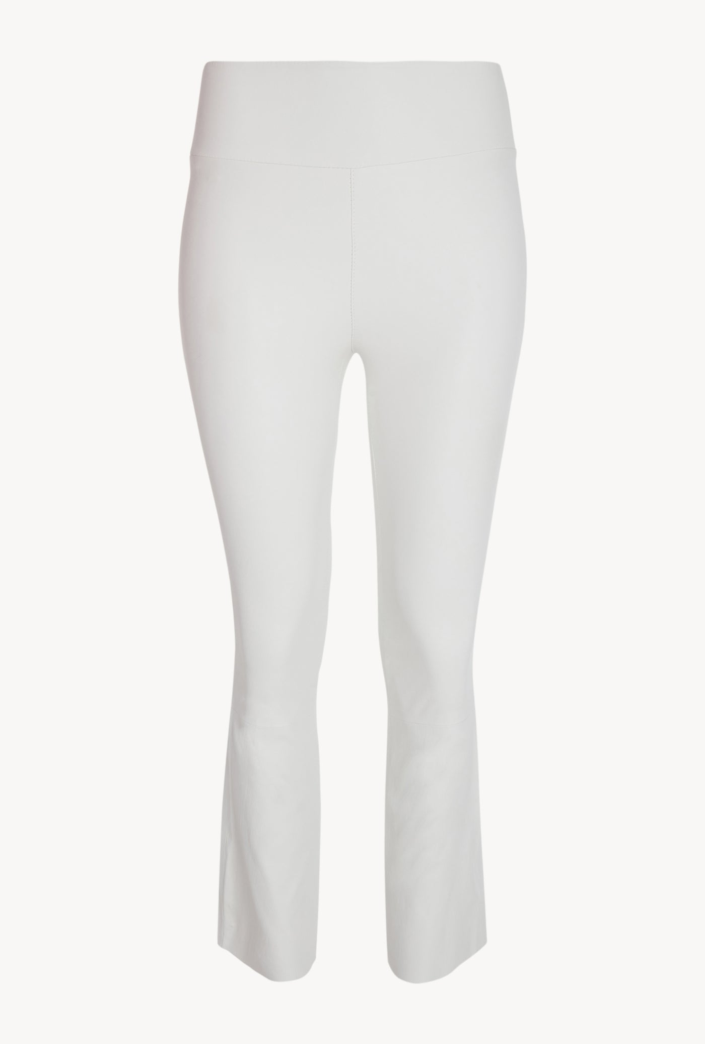 White Leather Crop Flare Leggings