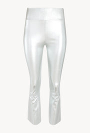 Silver Leather Crop Flare