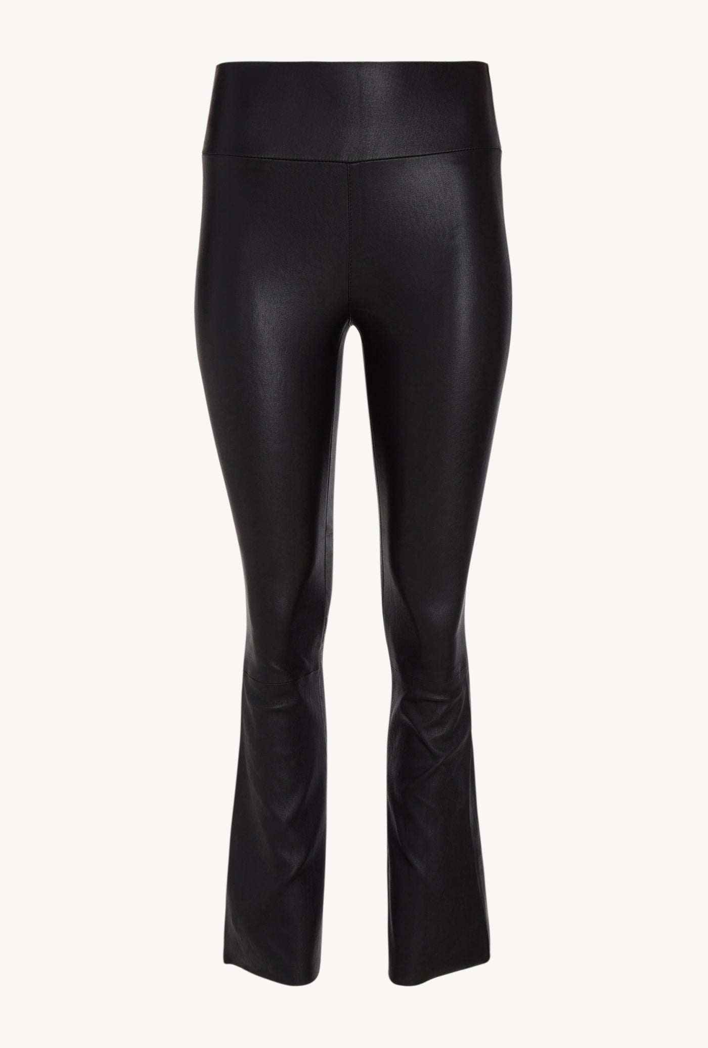 Black Leather Ankle Flare Leggings