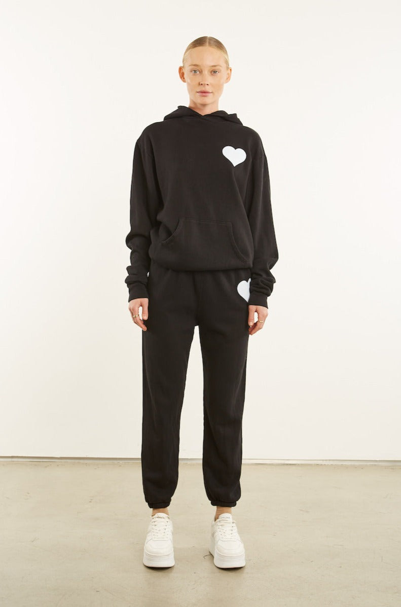 Black Fleece Heart Sweatpants