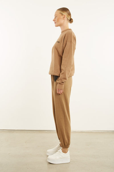 Camel Fleece Heart Sweatpants