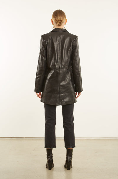 Black Leather Blazer Coat