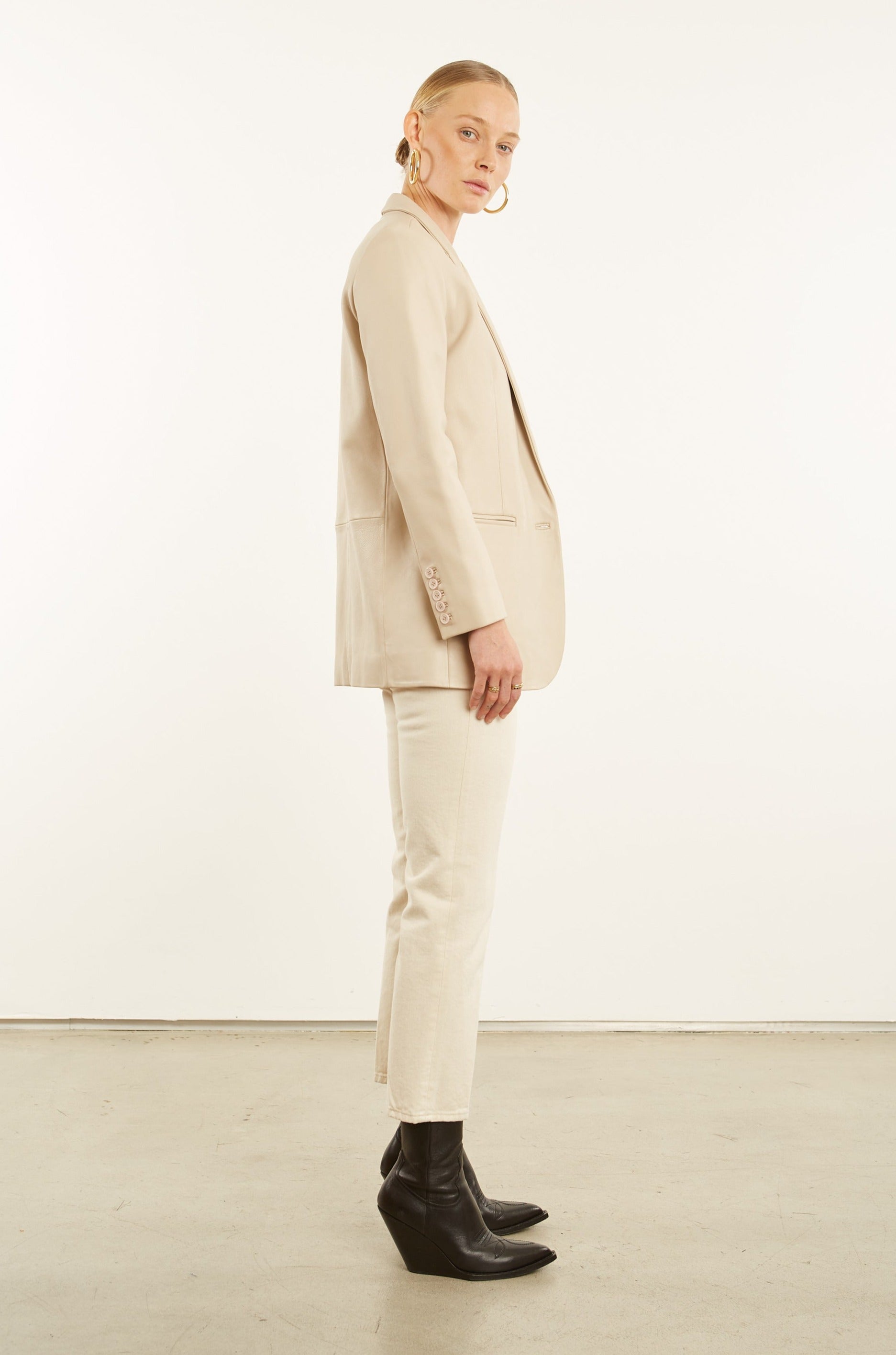Off White Leather Blazer