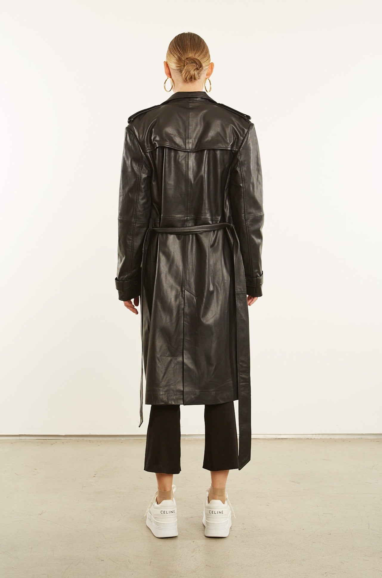 Black Leather Trench Coat