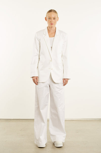 White Poplin Oversized Blazer