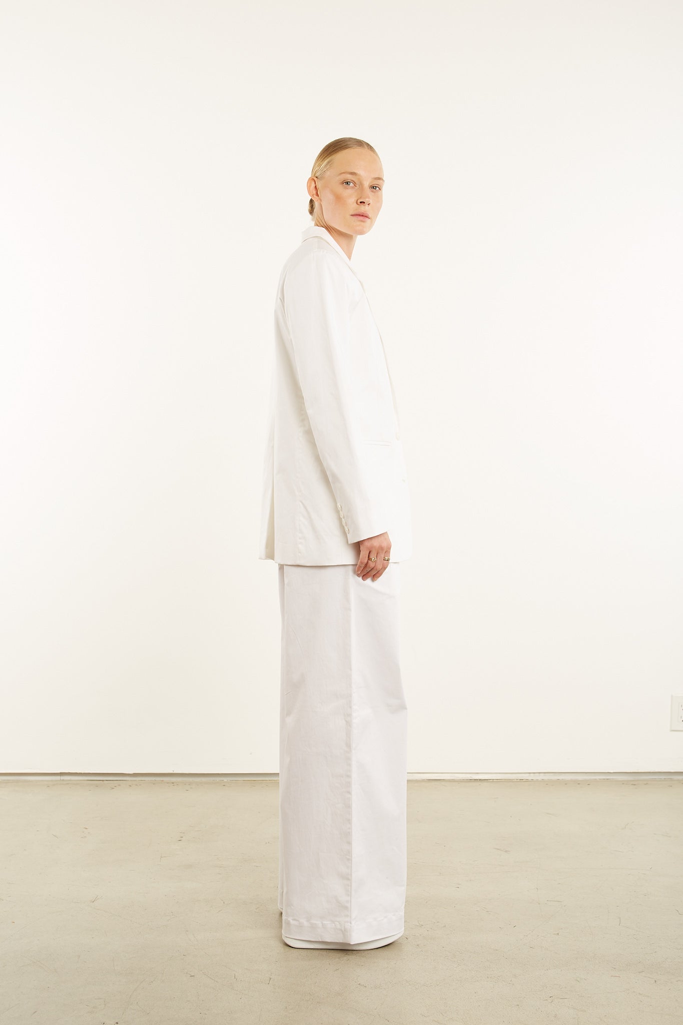 White Poplin Oversized Blazer