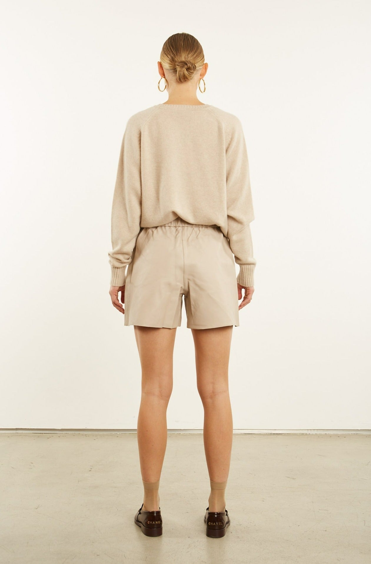 Off White Leather Culotte Shorts