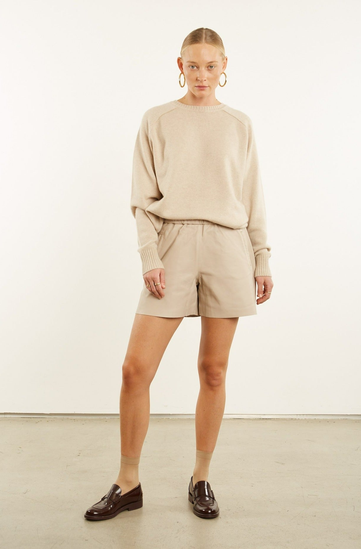 Off White Leather Culotte Shorts